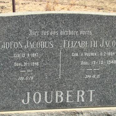 JOUBERT Gideon Jacobus 1847-1946 &amp; Elizabeth Jacoba 1854-1948