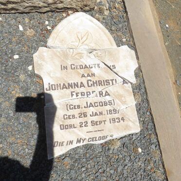 FERREIRA Johanna Christina nee JACOBS 1897-1934