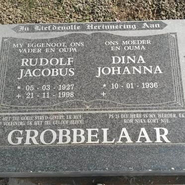 GROBBELAAR Rudolf Jacobus 1927-1998 &amp; Dina Johanna 1936-