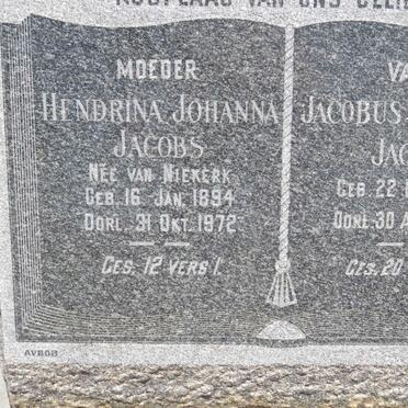 JACOBS Jacobus Stephanus 1886-1941 &amp; Hendrina Johanna VAN NIEKERK 1894-1972