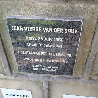 SPUY Jean Pierre, van der 1966-2021