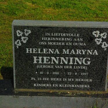 HENNING Helena Maryna nee VAN DER LINDE 1916-1997