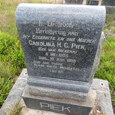PIEK Carolina H.G. nee VAN NIEKERK 1905-1939