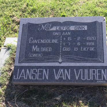VUUREN Gwendoline Mildred, Jansen van 1920-1991