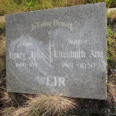 WEIR Henry John 1869-1951 & Elizabeth Ann 1867-1950