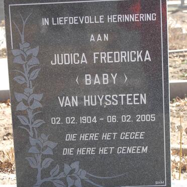 HUYSSTEEN Judica Fredricka, van 1904-2005
