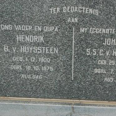 HUYSSTEEN Hendrik B., v. 1900-1975 &amp; Johanna S.S.C. 1912-1960