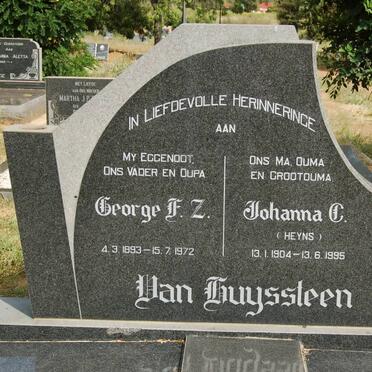HUYSSTEEN George F.Z., van 1893-1972 &amp; Johanna C. HEYNS 1904-1995