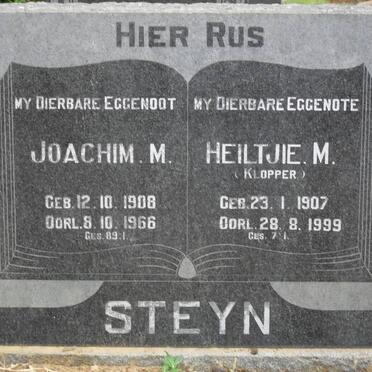 STEYN Joachim M. 1908-1966 &amp; Heiltjie M. KLOPPER 1907-1999