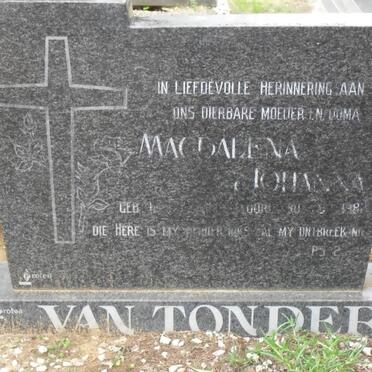 TONDER Magdalena Johanna, van