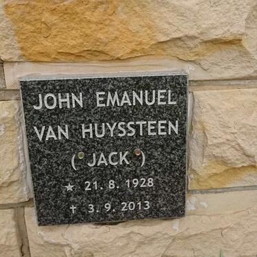 HUYSSTEEN John Emanuel, van 1928-2013