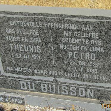 BUISSON Theunis, du 1921-2009 &amp; Petro 1927-1999