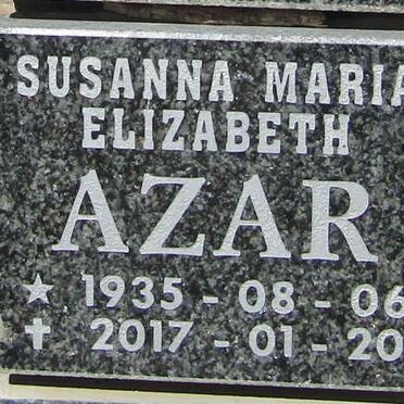AZAR Susanna Maria Elizabeth 1935-2017