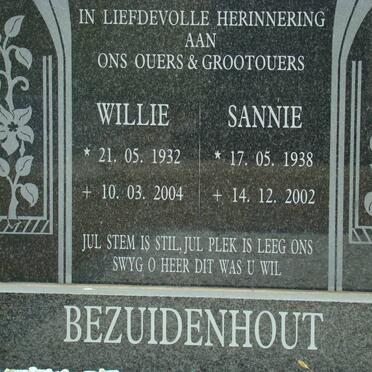 BEZUIDENHOUT Willie 1932-2004 &amp; Sannie 1938-2002