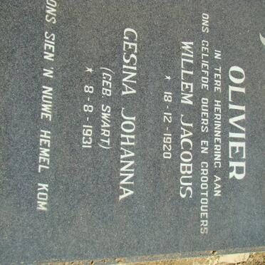 OLIVIER Willem Jacobus 1920- &amp; Gesina Johanna SWART 1931-