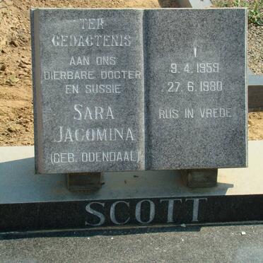 SCOTT Sara Jacomina nee ODENDAAL 1959-1980