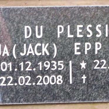 PLESSIS J.A., du  1935-2008 &amp; E.P.P. 1939-