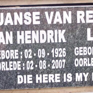 RENSBURG Jan Hendrik, Janse van 1926-2007 &amp; Lydia 1932-2007