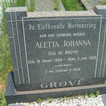 GROVE Aletta Johanna nee DE BRUYN 1898-1958