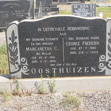 OOSTHUIZEN George Frederik 1906-1980 &amp; Margaretha C. MALAN 1910-1968