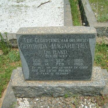 RAND Gertruida Magarietha, du nee DE WIT 1869-1959