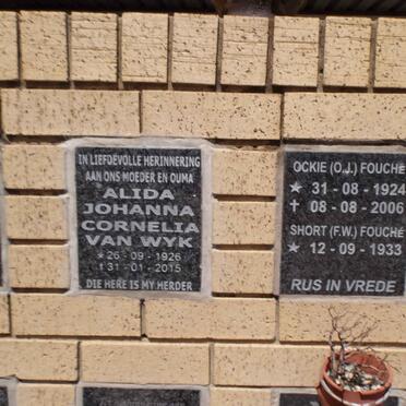 FOUCHE O.J. 1924-2006 &amp; F.W. 1933- :: VAN WYK Alida Johanna Cornelia 1926-2015
