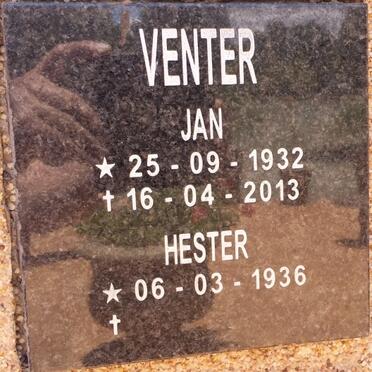 VENTER Jan 1932-2013 &amp; Hester 1936-