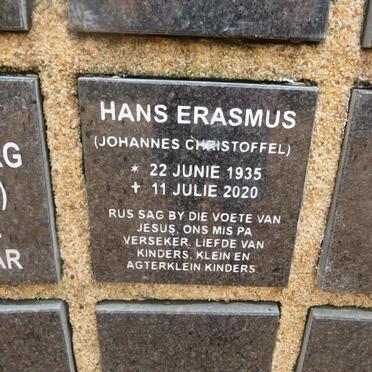 ERASMUS Johannes Christoffel 1935-2020