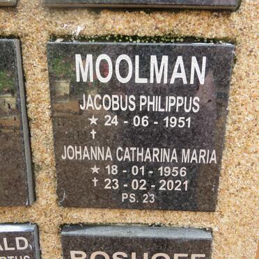 MOOLMAN Jacobus Philippus 1951- &amp; Johanna Catharina Maria 1956-2021