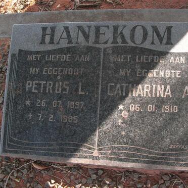 HANEKOM Petrus L. 1897-1985 &amp; Catharina A. 1910-