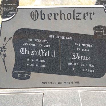 OBERHOLZER Christoffel J. 1915-1984 &amp; Venus KRIEK 1922-2003