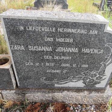 HAVENGA Zara Susanna Johanna nee DELPORT 1879-1961