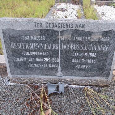 NIEKERK Jacobus S.J., v. 1862-1945 &amp; Hester M.P. OPPERMAN 1877-1968
