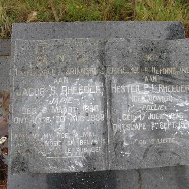 RHEEDER Jacob S. 1866-1939 &amp; Hester P.I. OLIVIER 1876-1946