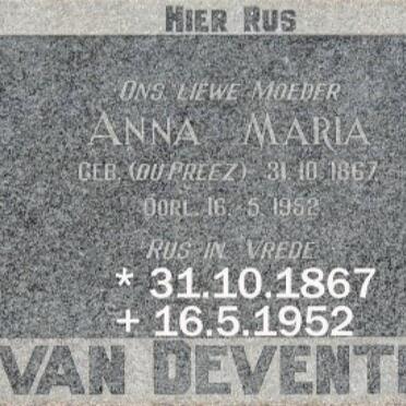 DEVENTER Anna Maria, van nee DU PREEZ 1867-1952 