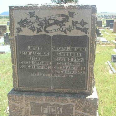 FICK Johan Izak Jacobus 1862-1945 &amp; Susara Johanna Catharina Beatrix OLIVIER 1868-1943