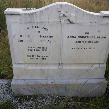 ALLEN Johannes Joachim 1863-1930 &amp; Anna Dorothea V.D. MERWE 1872-