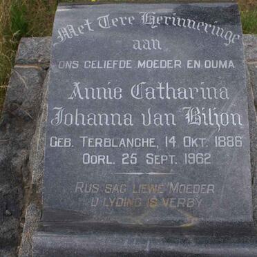 BILJON Annie Catharina Johanna, van nee TERBLANCHE 1886-1962