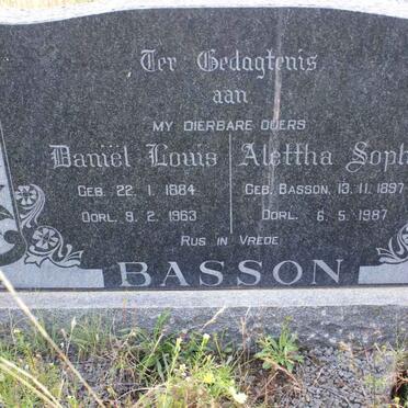 BASSON Daniel Louis 1884-1963 &amp; Aletha Sophia BASSON 1897-1987