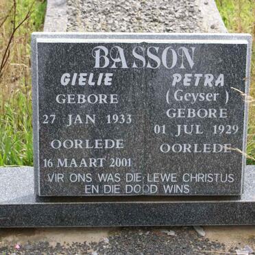 BASSON Gielie 1933-2001 &amp; Petra GEYSER 1929-
