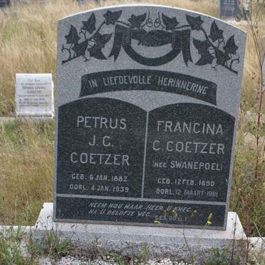 COETZER Petrus J.G. 1882-1939 &amp; Francina C. SWANEPOEL 1890-1961