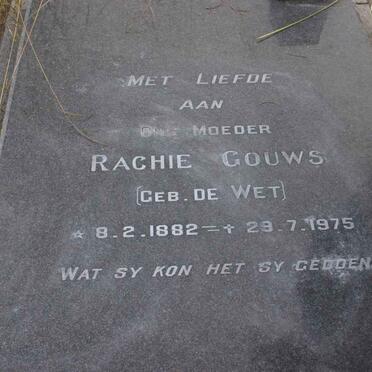 GOUWS Rachie nee DE WET 1882-1975
