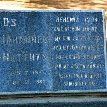 BURGER Johannes Matthys 1927-1983 &amp; Jacoba Catharina MULLER 1928-2007