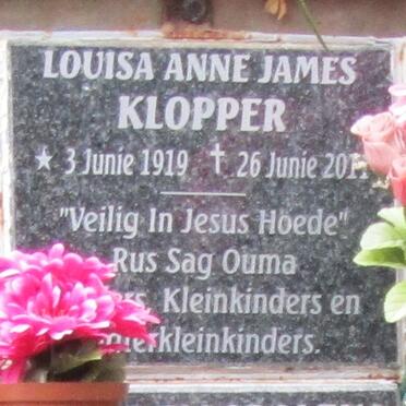 KLOPPER Louisa Anne James 1919-2011