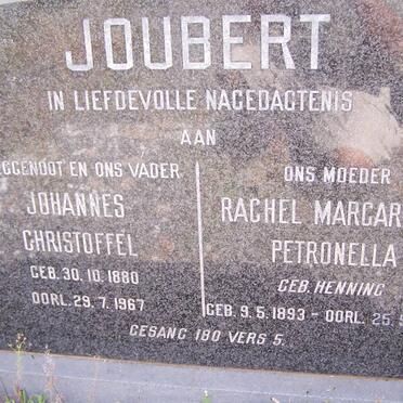JOUBERT Johannes Christoffel 1880-1967 &amp; Rachel Margaretha Petronella HENNING 1893-1992