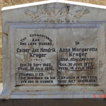 KRUGER Casper Jan Hendrik 1865-1919 &amp; Anna Margaretha SCHLEBUSCH 1877-1919