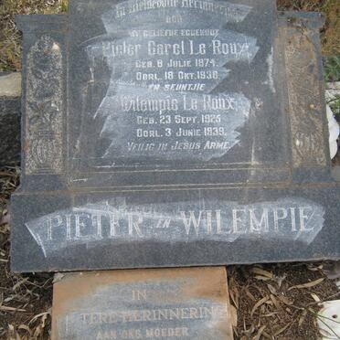 ROUX Pieter Carel, le 1874-1938 &amp; Hester -1978 :: LE ROUX Wilempie 1925-1939