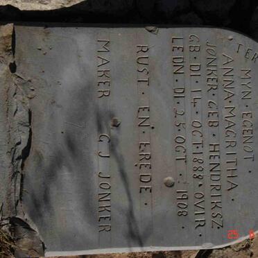 JONKER Anna Magritha nee HENDRIKSZ  1888-1908