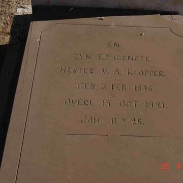 PLESSIS Hester M.A., du nee KLOPPER 1846-1921