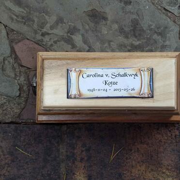 KOTZE Carolina, VAN SCHALKWYK 1948-2013